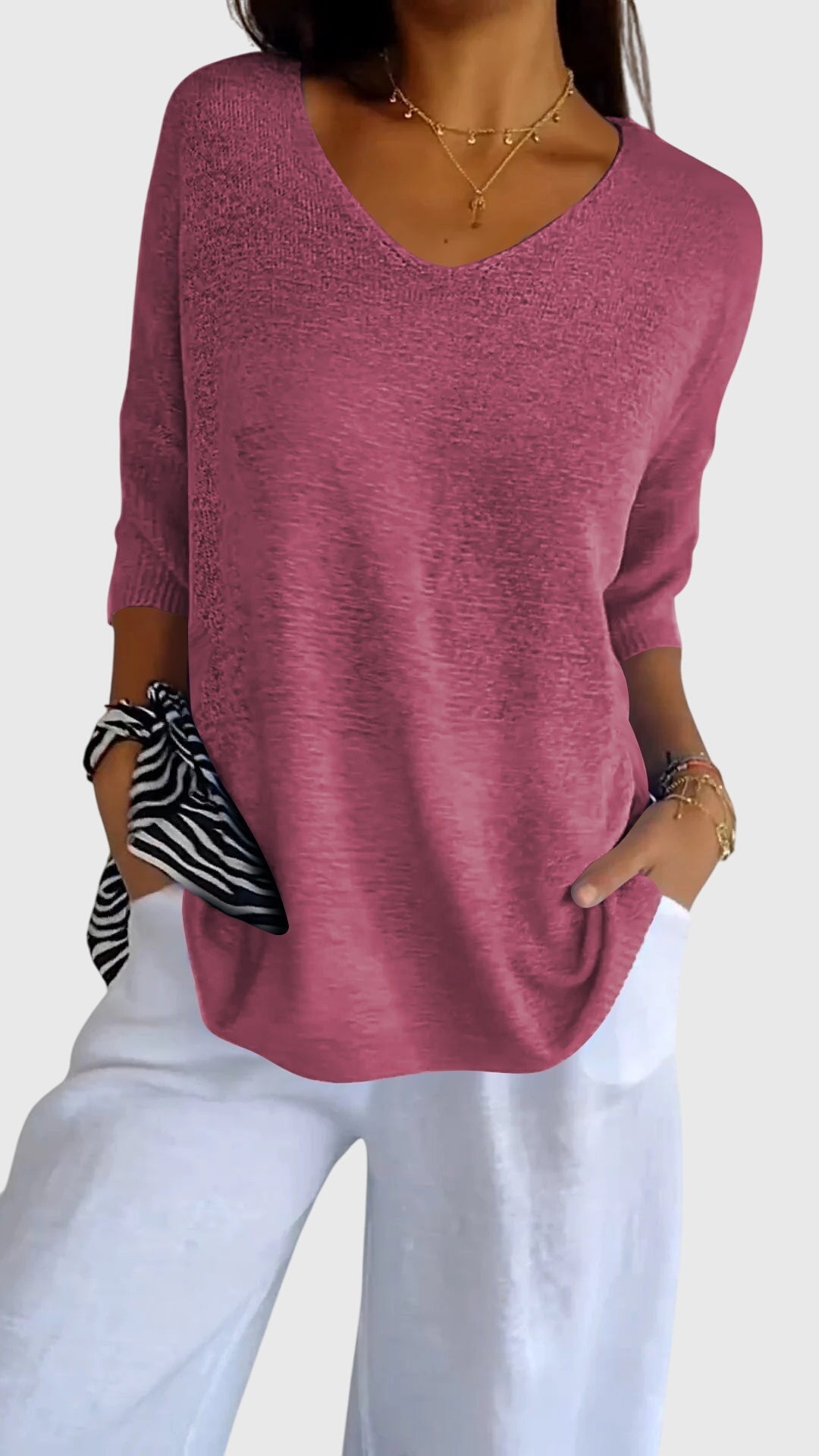 Cassandra™ | Elegant V-Neck Slim Fit Top