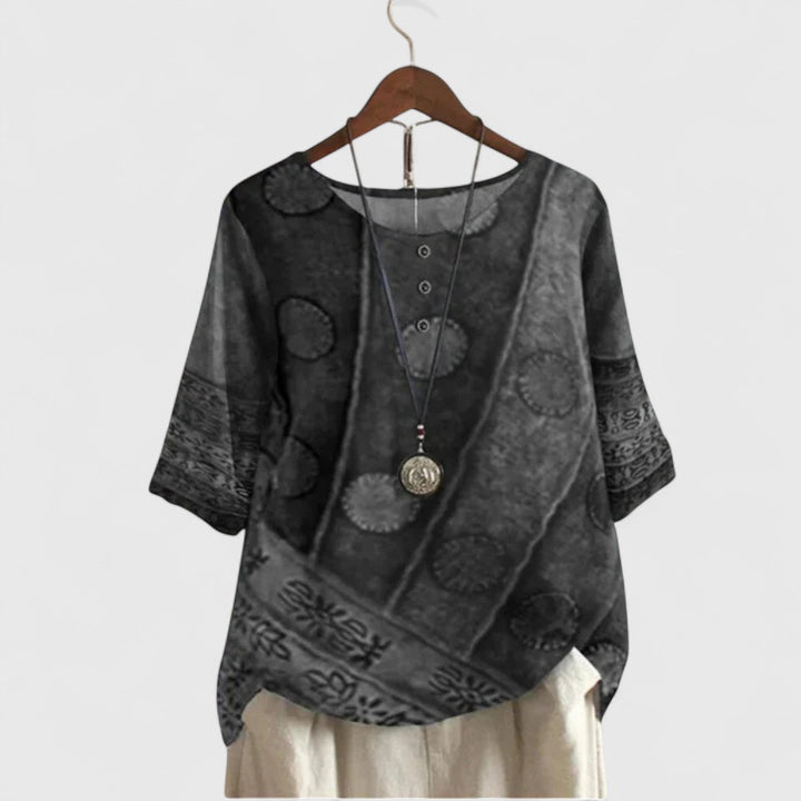 Auralie | Elegant Boho Print Top