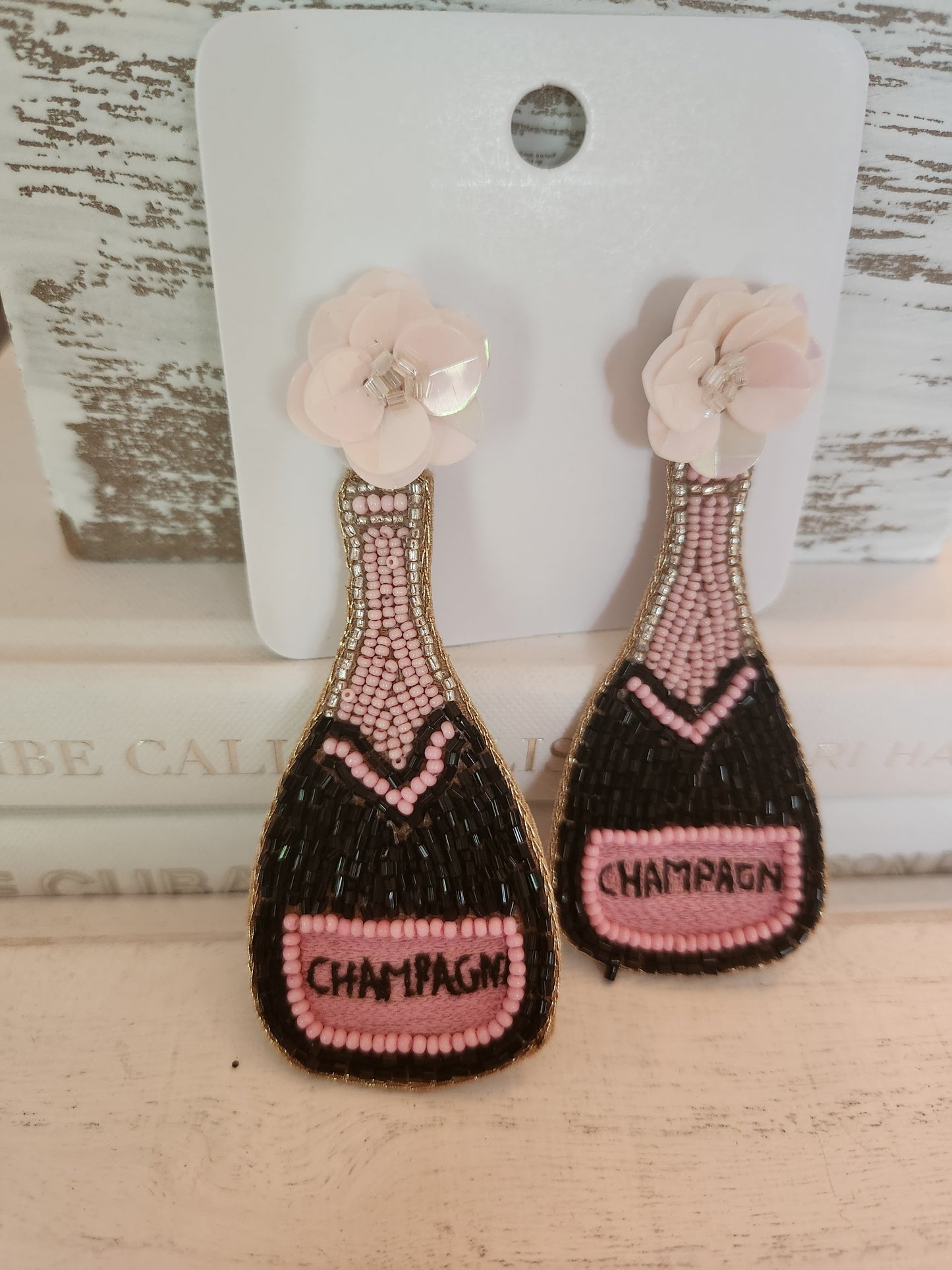 Beaded Champagne Earrings