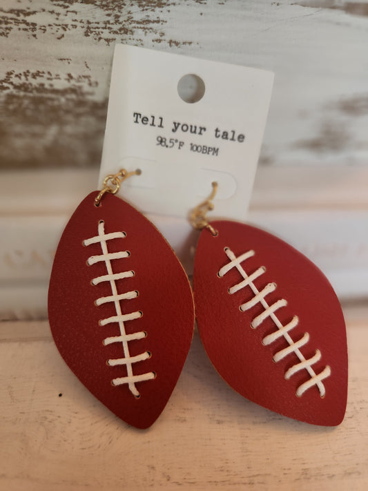 Red Football Earrings