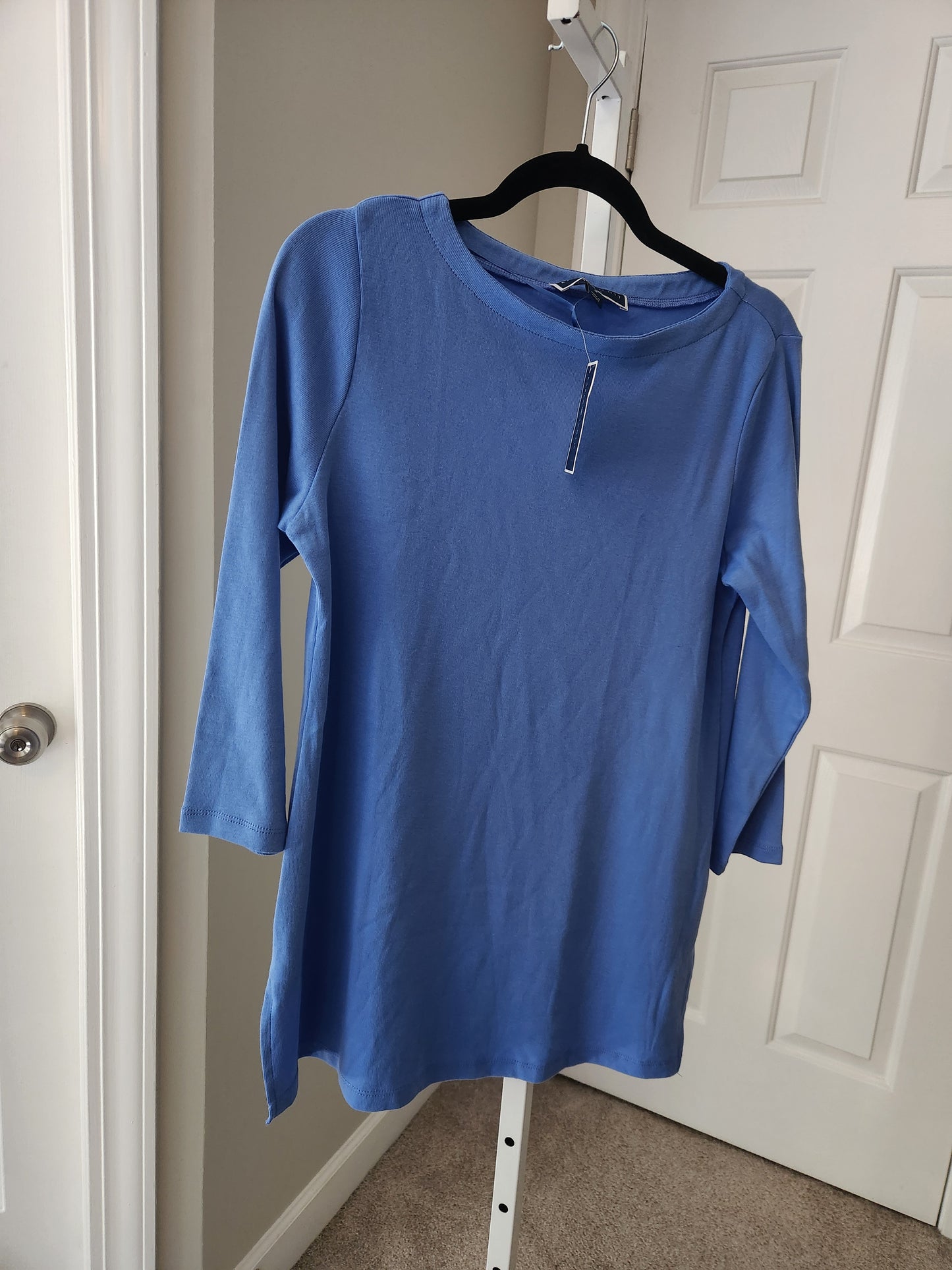 Karen Scott 3/4 Sleeve Micro Rib Top Ultramarine