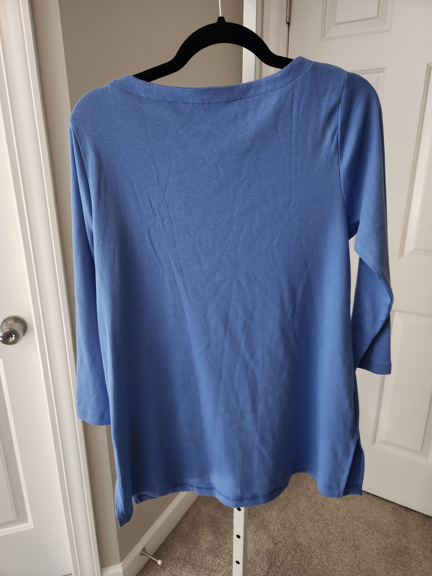 Karen Scott 3/4 Sleeve Micro Rib Top Ultramarine