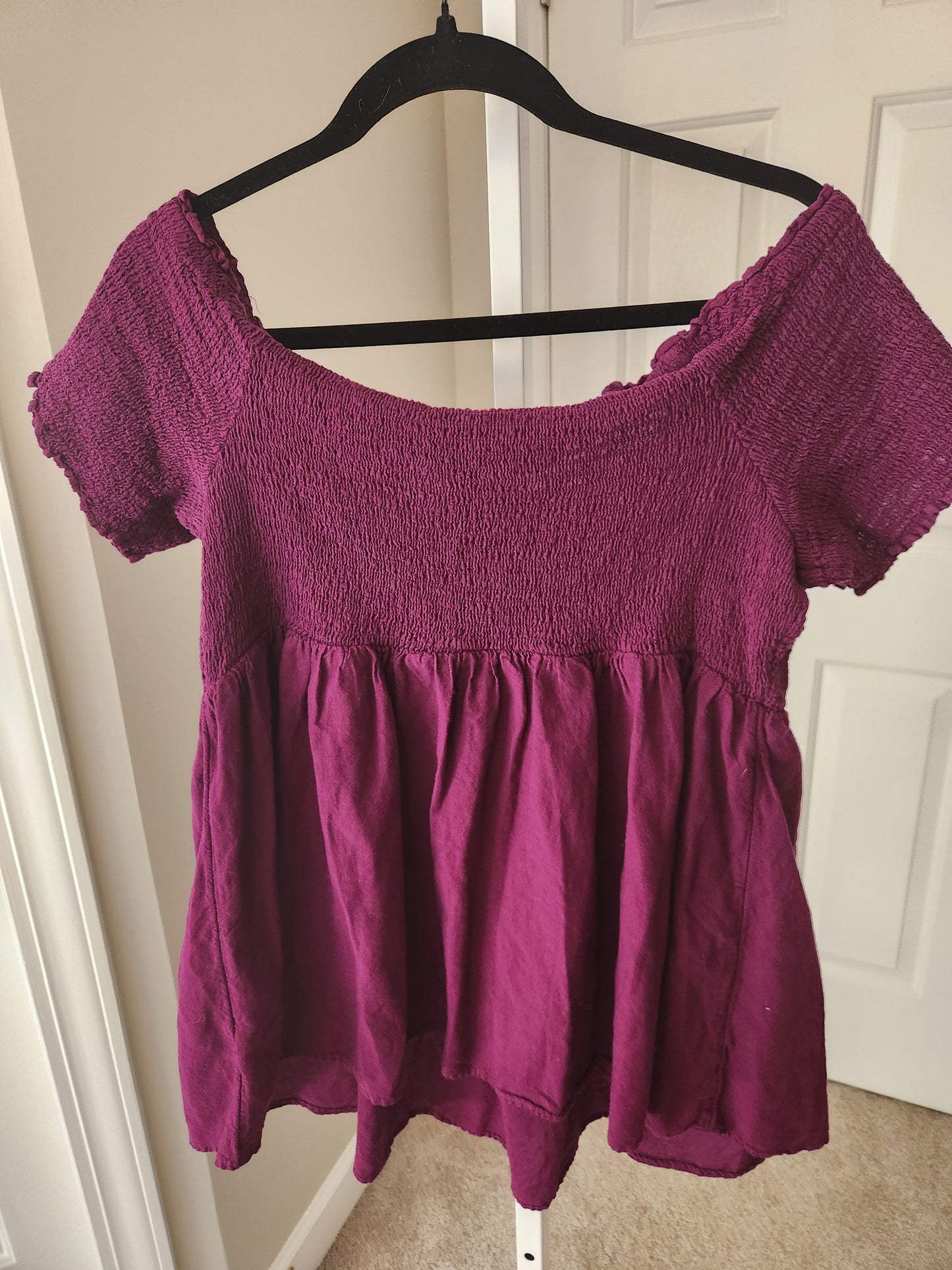 Torrid Peplum Gauze Smocked Off-Shoulder Top Size 3