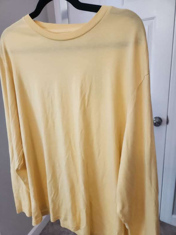 Cremieux Slim Fit Long Sleeve T-Shirt - Pale Yellow, 100% Supima Cotton, Size XL (25" PTP)