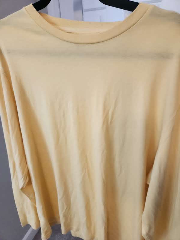 Cremieux Slim Fit Long Sleeve T-Shirt - Pale Yellow, 100% Supima Cotton, Size XL (25" PTP)