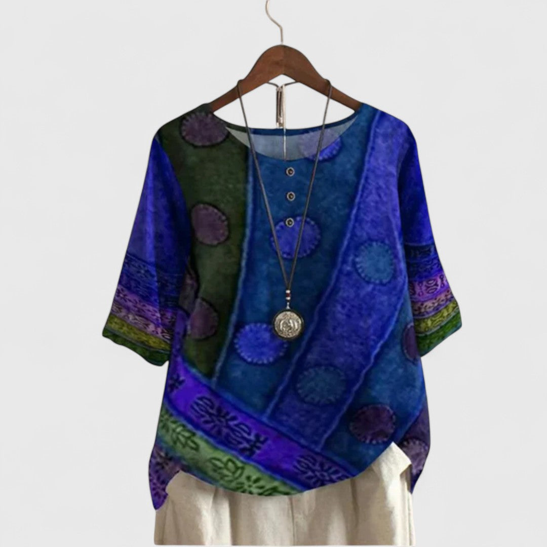 Auralie | Elegant Boho Print Top