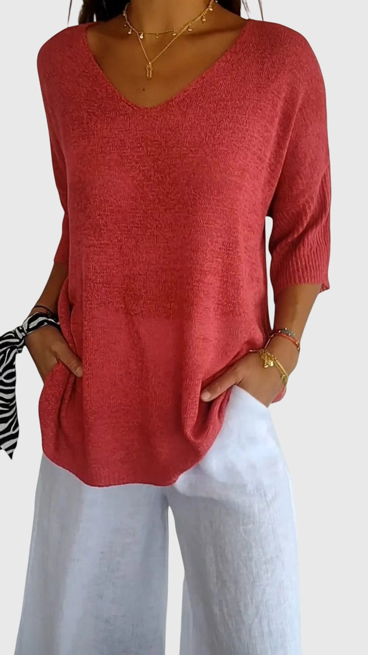 Cassandra™ | Elegant V-Neck Slim Fit Top
