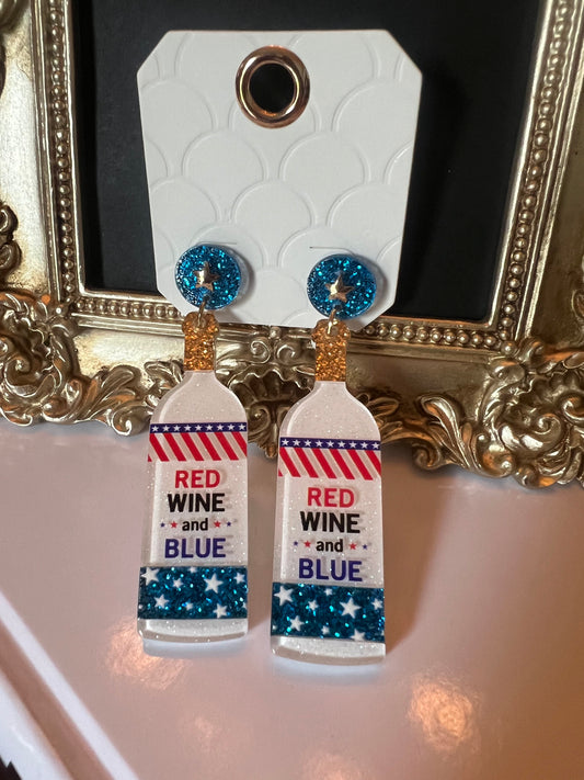 Red White and Blue Bottle Earrings