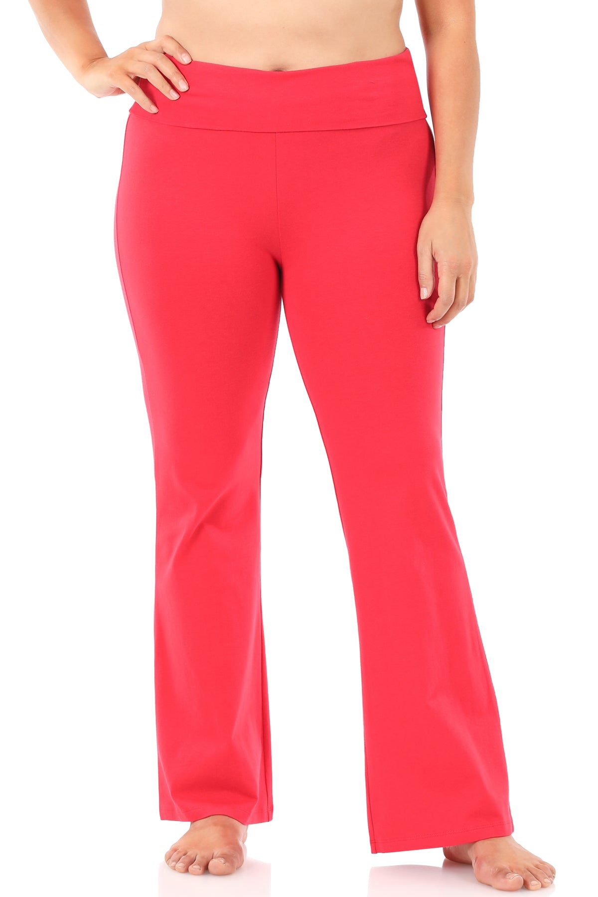 Plus premium cotton fold over yoga flare pants