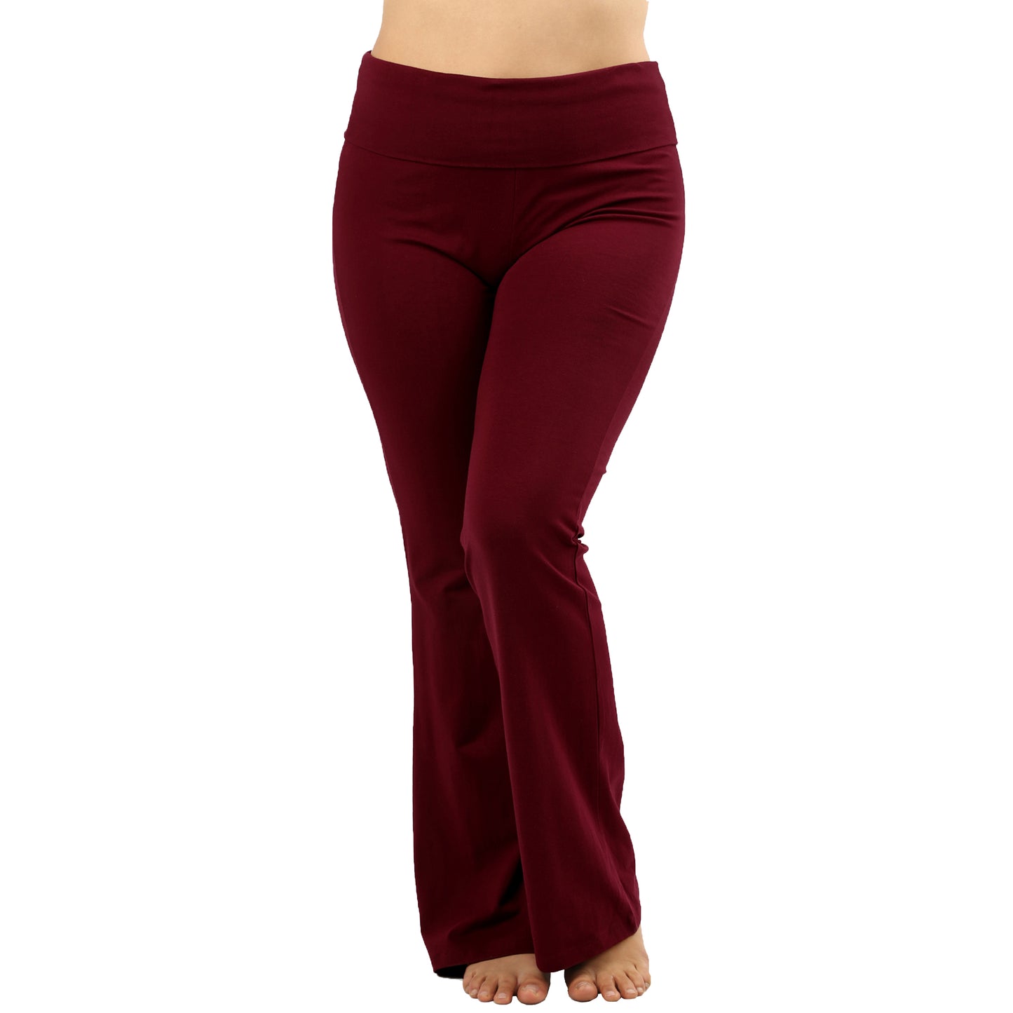 Plus premium cotton fold over yoga flare pants