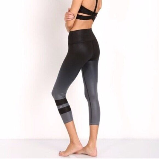 Alo Yoga Gray Gradient Ombre Stripe Airbrush Leggings