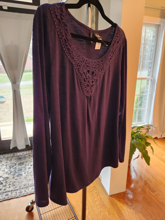 Blouse with knit neck detail