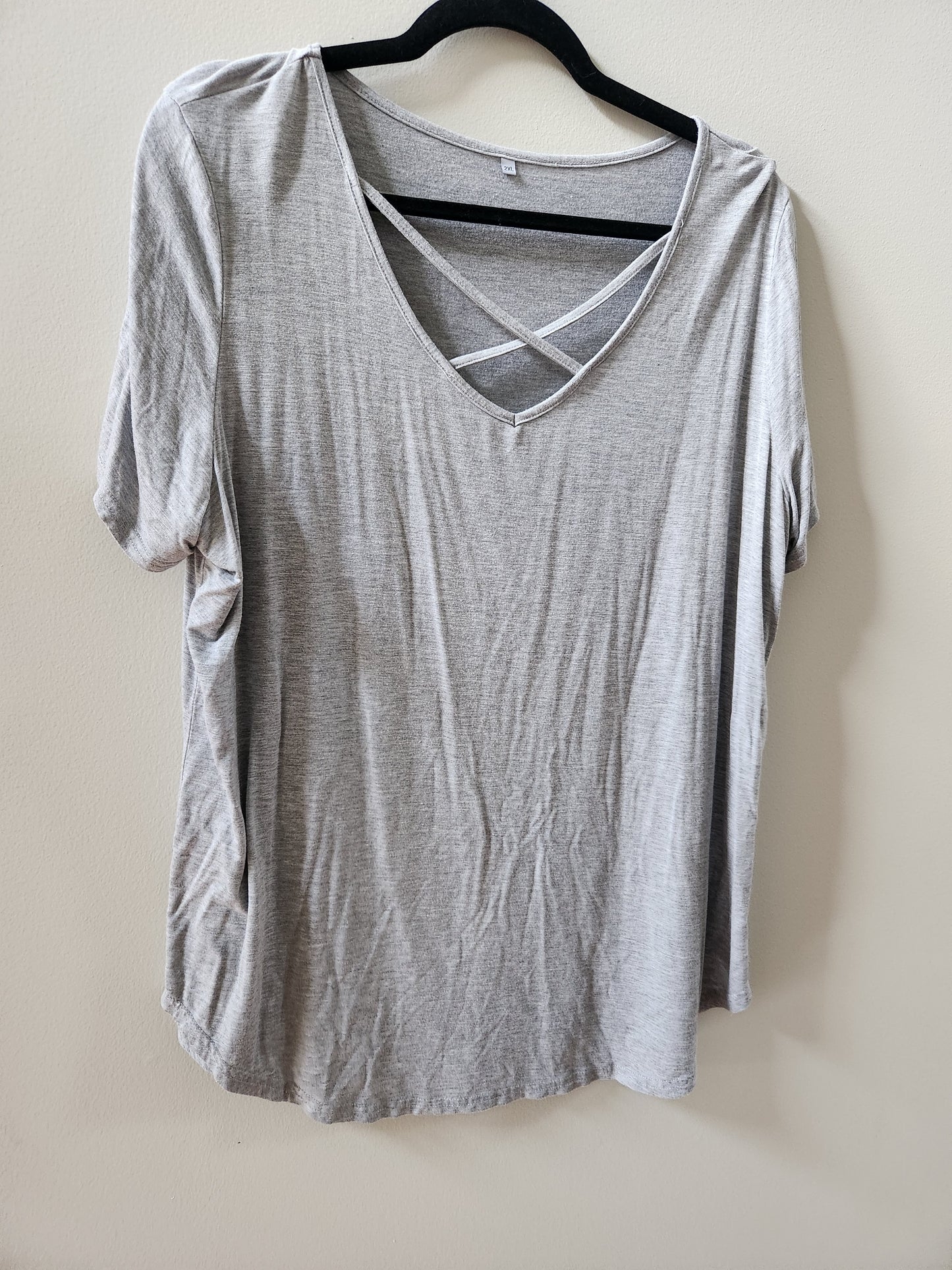 Soft tee with fun x detail at neck