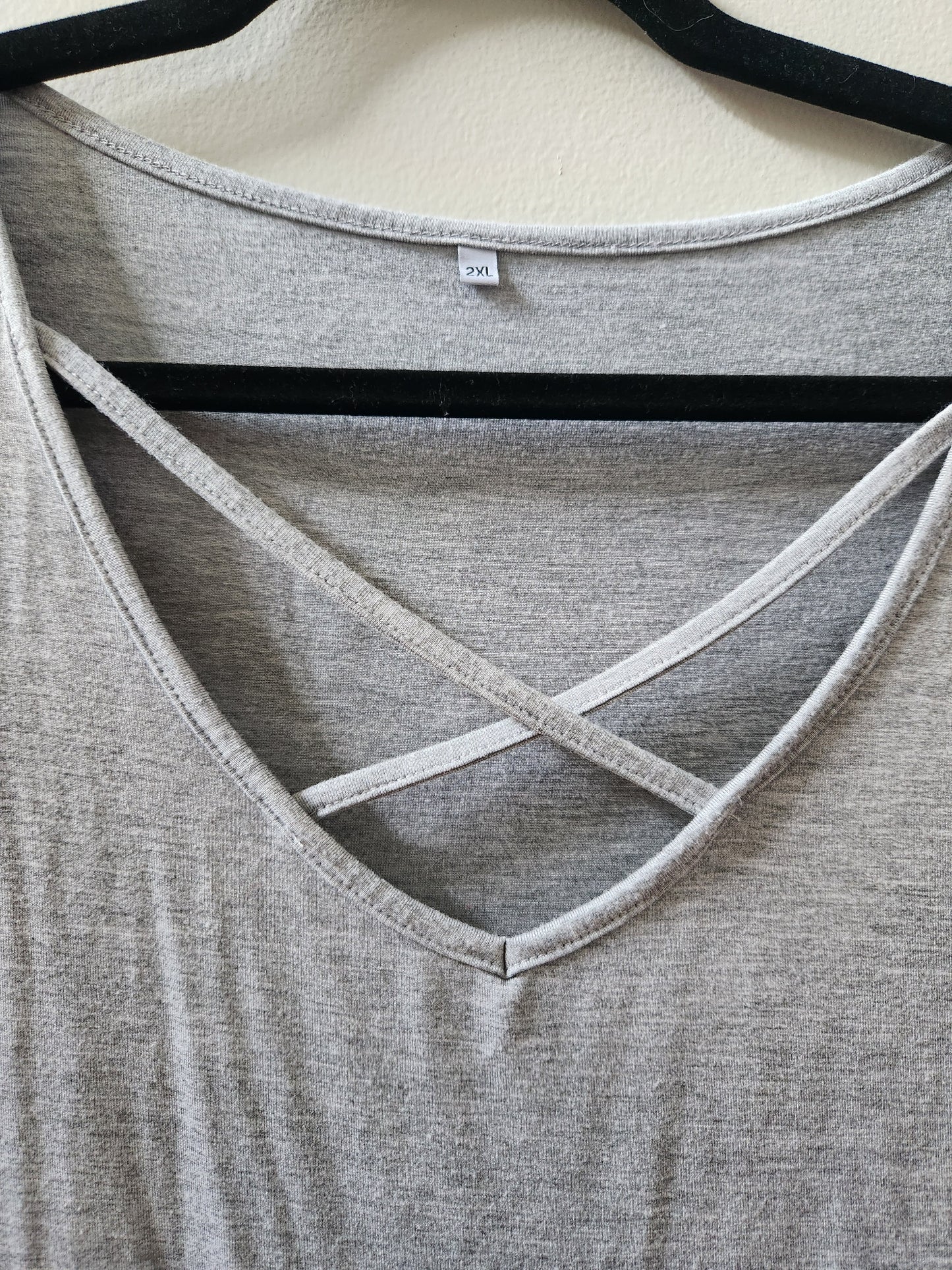 Soft tee with fun x detail at neck