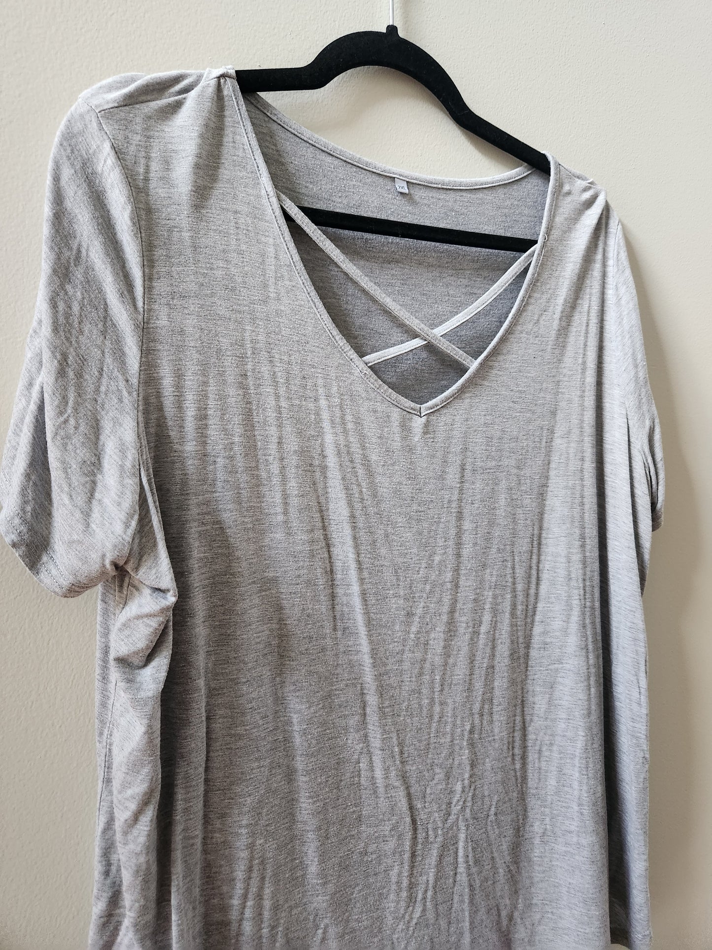 Soft tee with fun x detail at neck