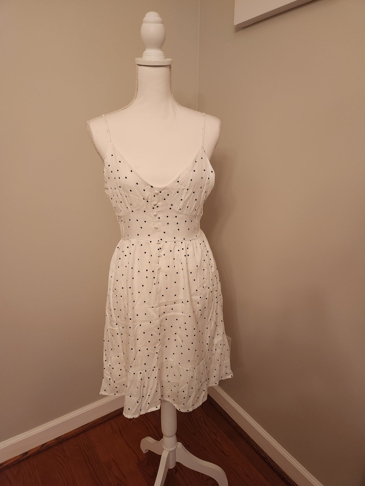 White Dress with small black dots