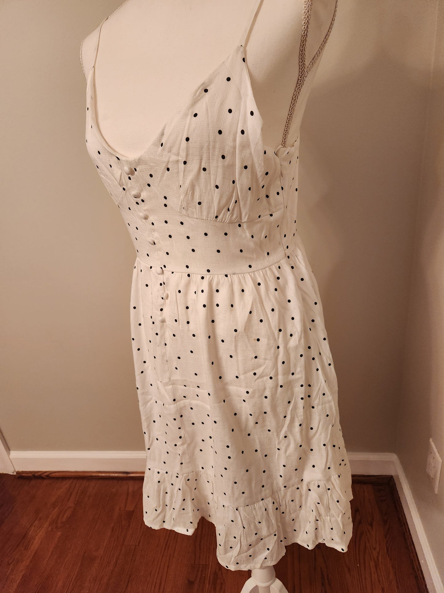 White Dress with small black dots