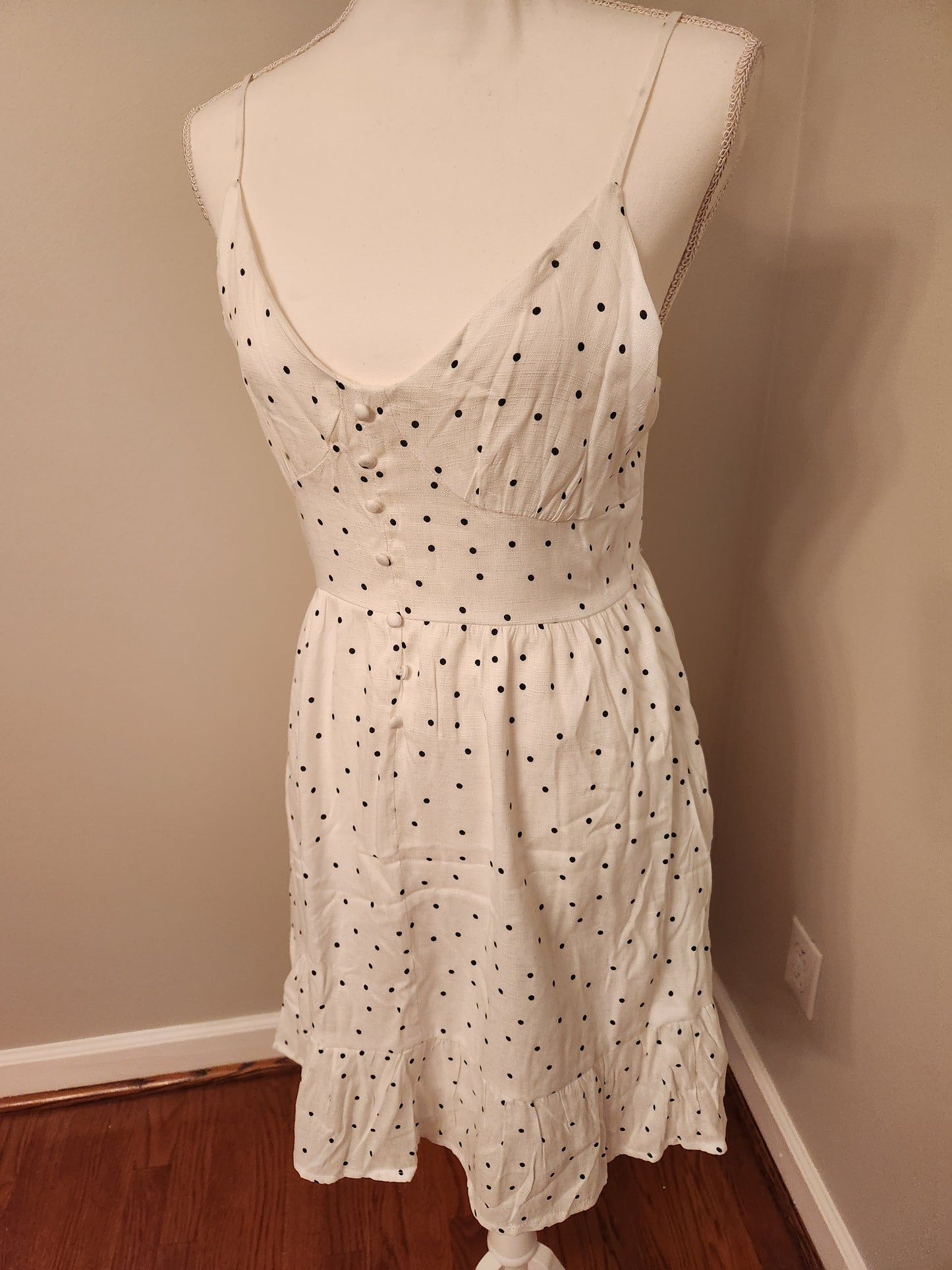 White Dress with small black dots