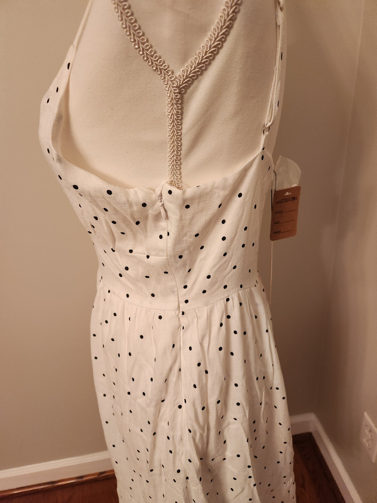 White Dress with small black dots