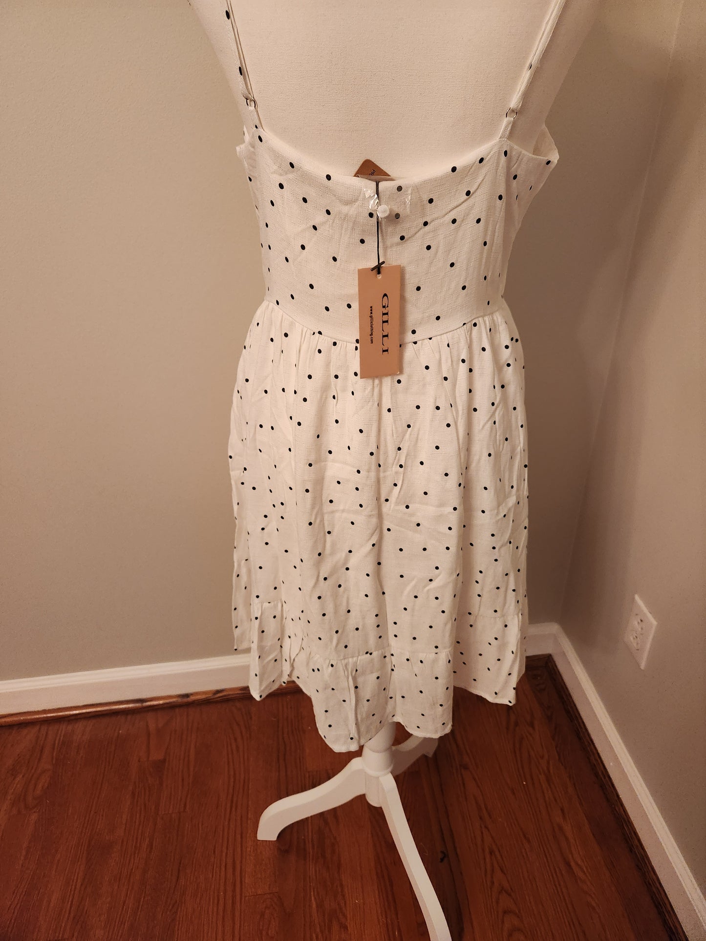 White Dress with small black dots