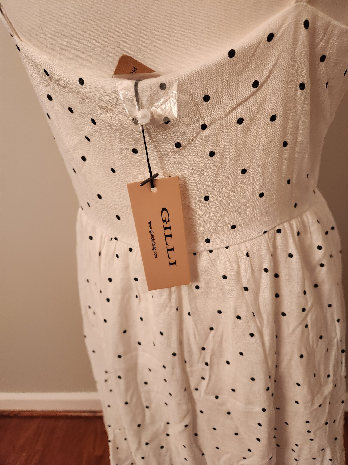 White Dress with small black dots