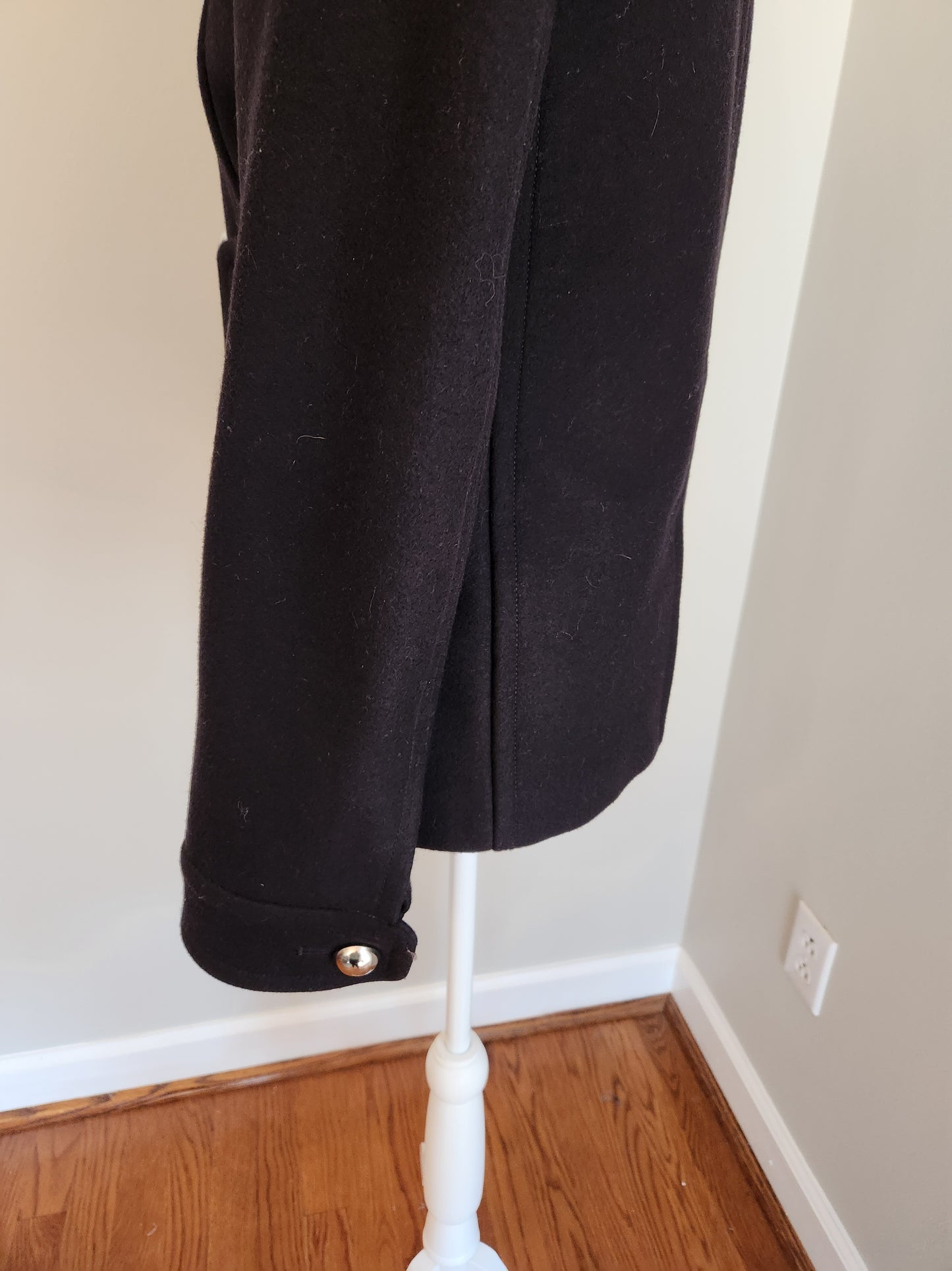 Wool Pea Coat with Silver Buttons