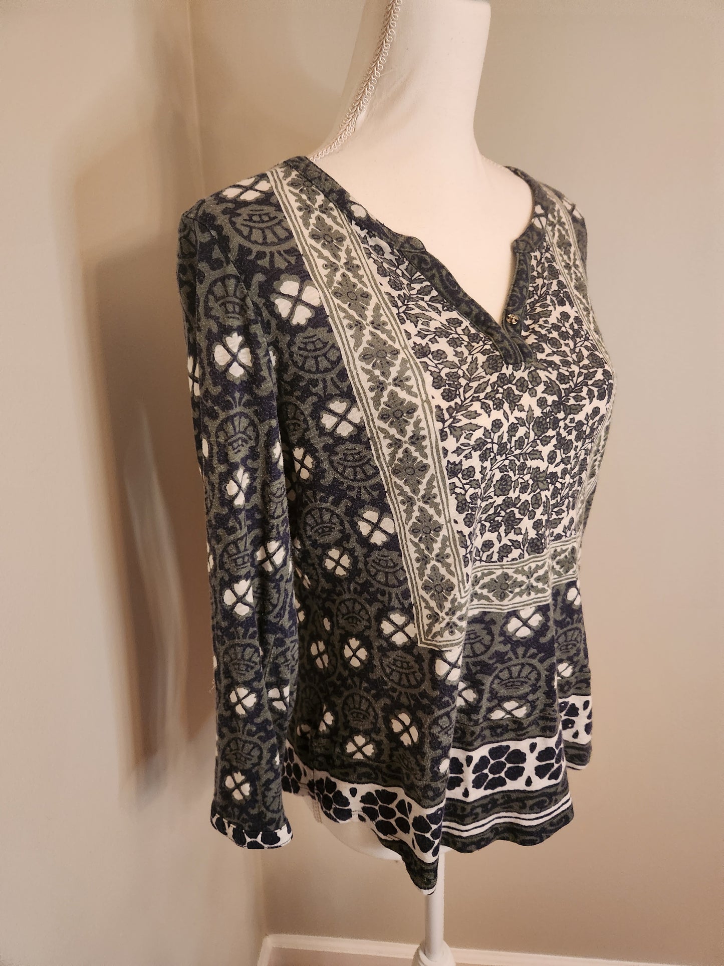 Blouse with green vines and clovers