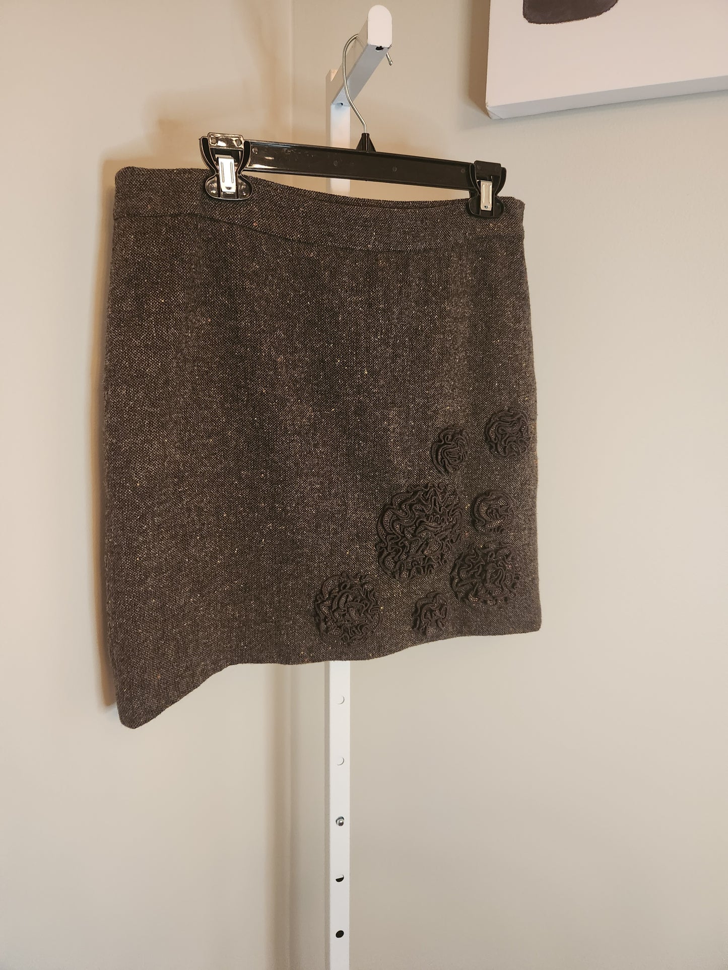 Tweed Mini Skirt With Floral Detail