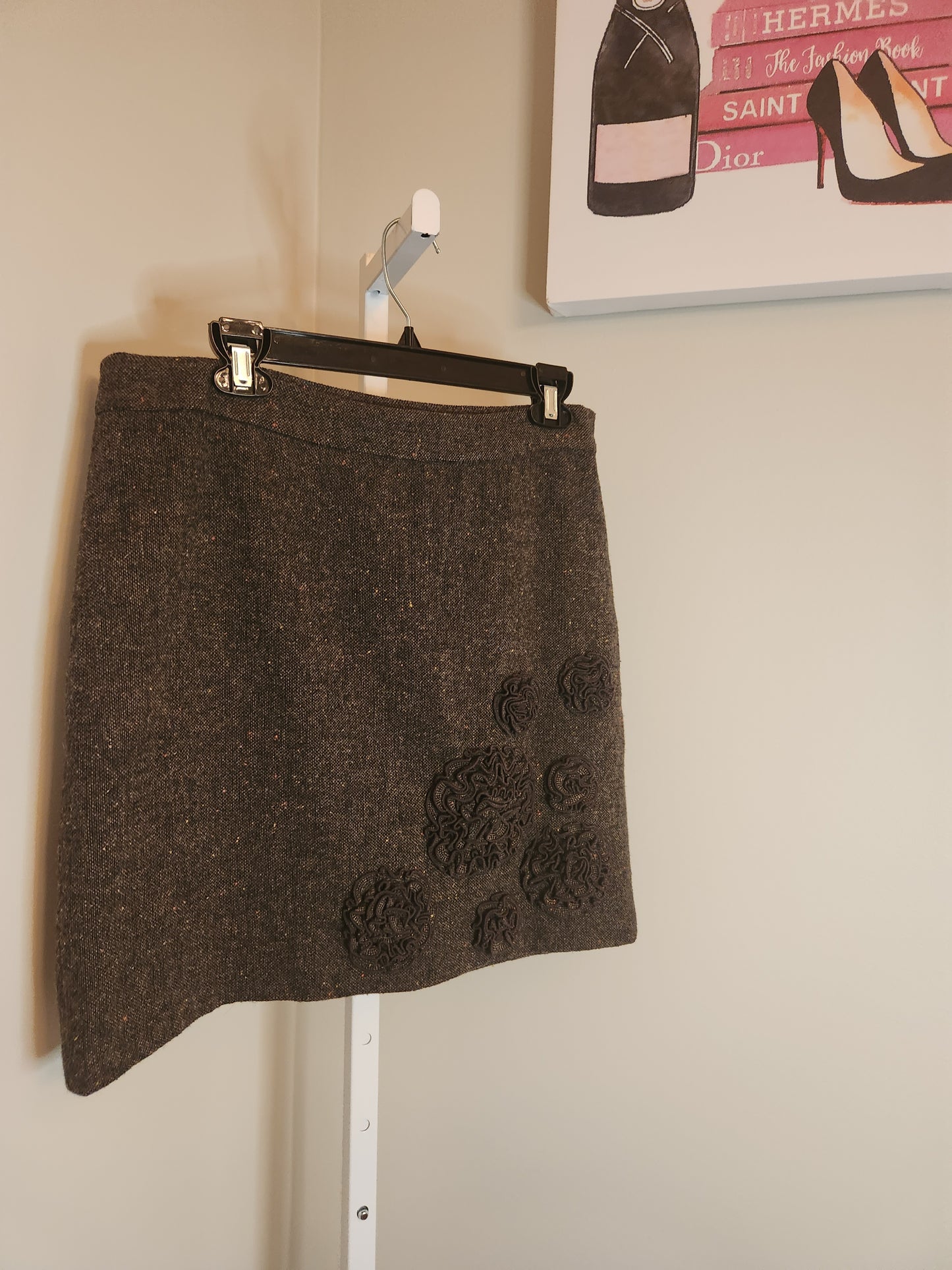 Tweed Mini Skirt With Floral Detail