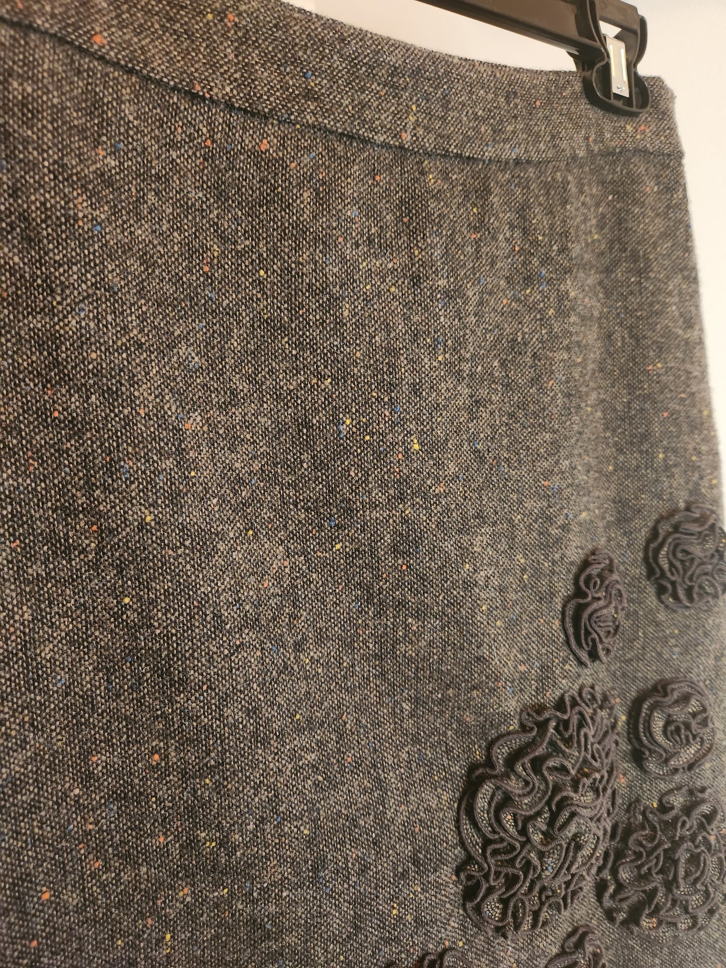 Tweed Mini Skirt With Floral Detail