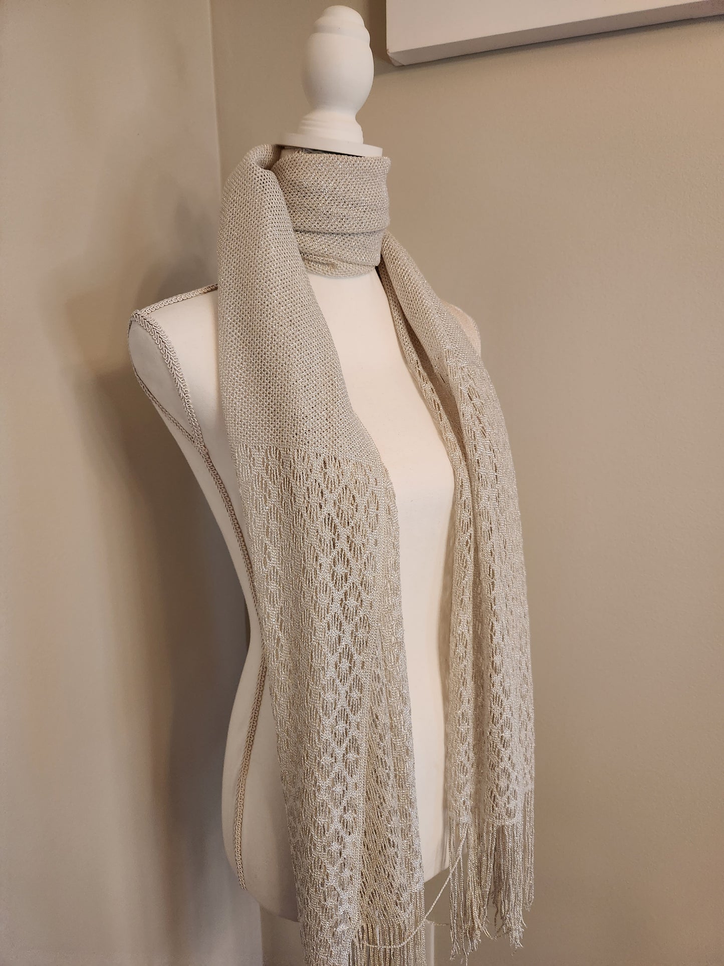 Sparkly Champagne Knit Scarf