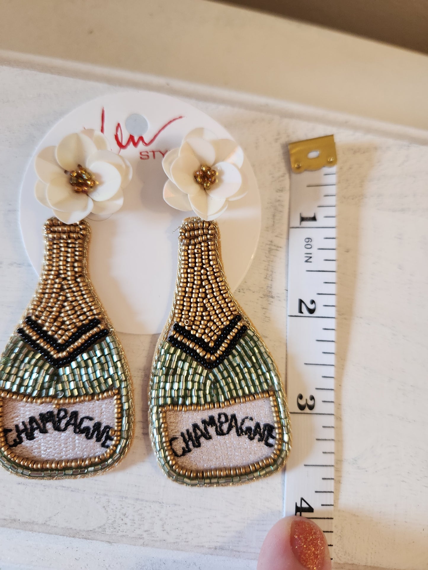 Beaded Champagne Earrings